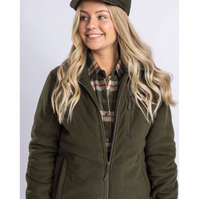 Pinewood Harriette Polstret Fleecejakke Dame Grønn/Suede Brun