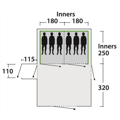 Planlösning Outwell Montana 6 Familjetält