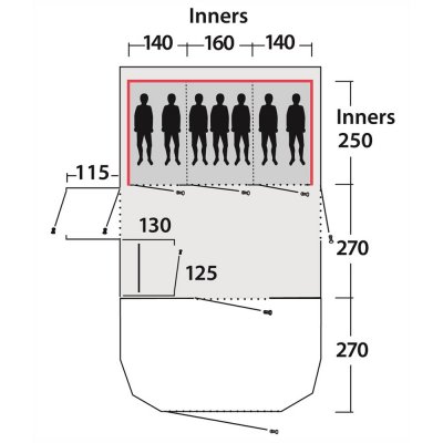 Planlösning Outwell Vermont 7SA 7-personers familjetält 2018