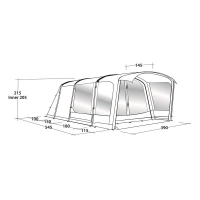 Måttskiss Outwell Rockland 5P familjetält