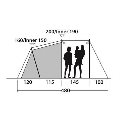 Takhöjd för Outwell Dayton 4 2020 familjetält.