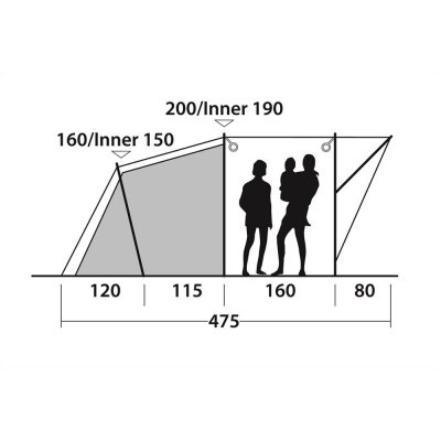 Höjdskiss för Outwell Franklin 5 Familjetält 2020
