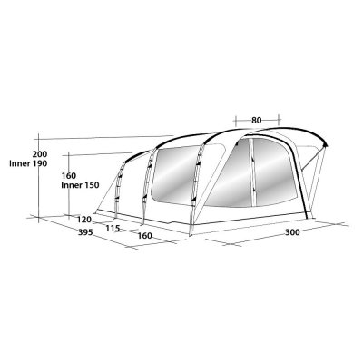 Måttskiss Outwell Franklin 5 Familjetält 2020