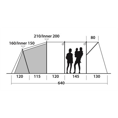 Höjdskiss för Outwell Willwood 5 Familjetält 2020