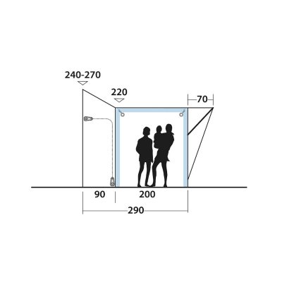 Höjdskiss Outwell Parkville 200SA XTRA Tall husbilstält