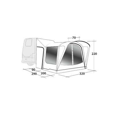 Dimentioner Parkville 200SA XTRA Tall husbilstält