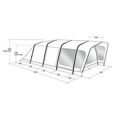 Mått för Outwell Hayward Lake 5ATC familjetält.
