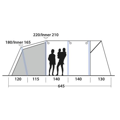 Höjdskiss för familjetältet Outwell Avondale 6PA