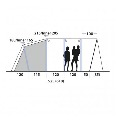 Höjdskiss för familjetältet Outwell Avondale 4PA