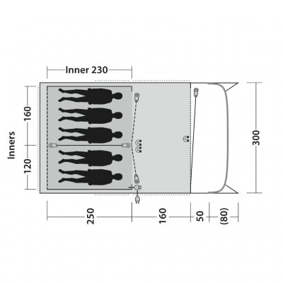 Planlösning för familjetältet Outwell Utah 5.