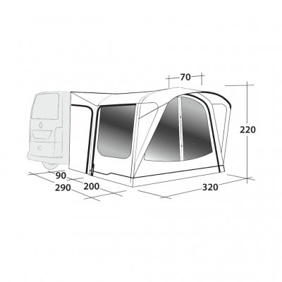 Dimensjoner Outwell Parkville 200SA Biltelt