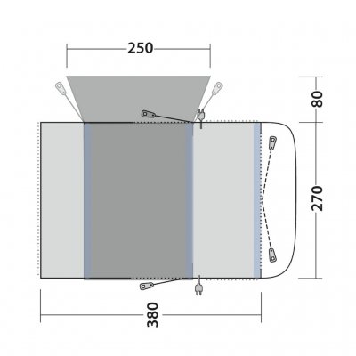 Outwell Wolfburg 380 Air Husbilstält 240-270 cm planlösning