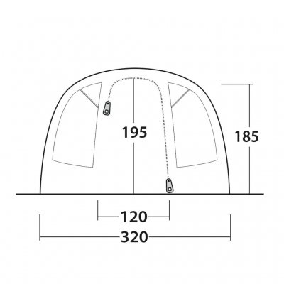 Dørskisse for familieteltet Outwell Denver 5.