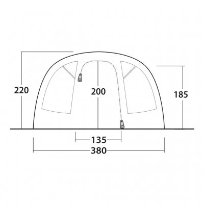 Dørskisse for familieteltet Outwell Denver 6.