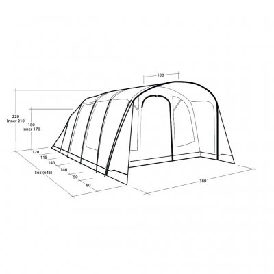 Målskisse for familieteltet Outwell Denver 6.