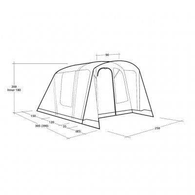 Måltegning for Outwell San Antonio 2 Air familietelt