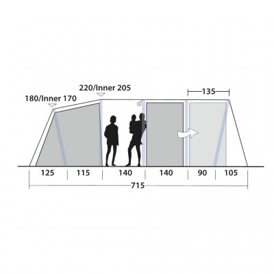 Height Outwell Tennessee 6+2 Air familietelt