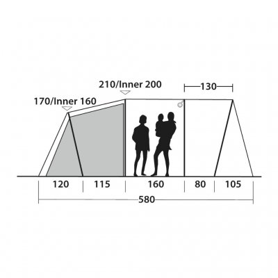 Høydetegning for campingtelt Outwell Rockwell 4