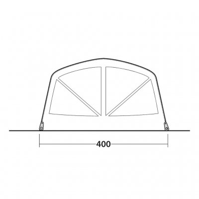 Skisse for fronten av Outwell Florida 6 Air familieteltet