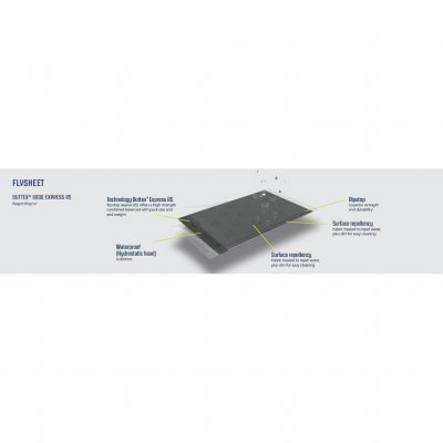 Teltduken er laget av slitesterkt, PFC-fritt Outtex® 6000-materiale som er vanntett, UV-beskyttende og brannbestandig, som
