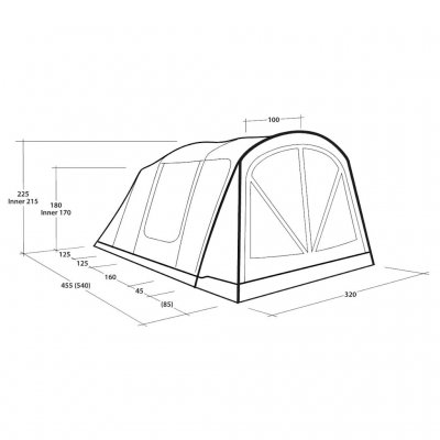 Målskisse for Outwell Nashville 5 Air TC