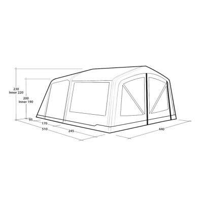 Dimensjoner på Outwell Virginia 5 Air TC