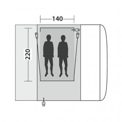 Oppsett for sovekabin for teltet Outwell Parkville 200SA / Crossville 250SA / Maryville 260SA