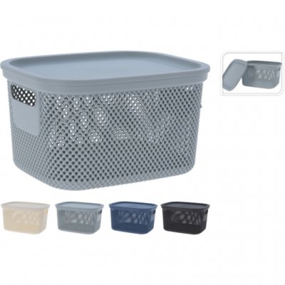 Oppbevaringsboks med lokk, 6 L, blandede farger