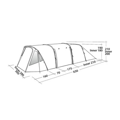 Måttskiss för familjetältet Easy Camp Palmdale 500 Lux.