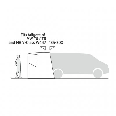 Høyde skisse for Easy Camp Krossbu – viser teltets høyde og ståhøyde ved inngangen