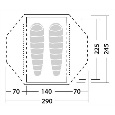 Layout på Robens Lodge 2 kupoltält.