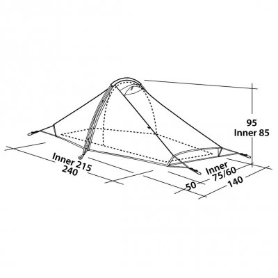 Måttskiss för Robens Starlight 1 tält.