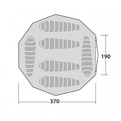 Planlösning för Robens Klondike 6-personers tältkåta