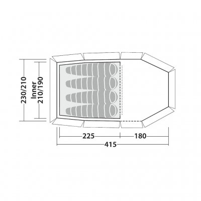 Måttskiss för Robens Nordic lynx 4 friluftstält