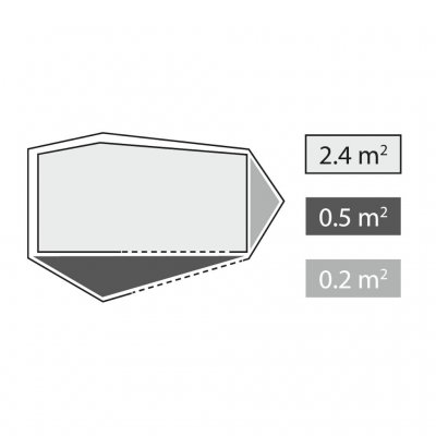 Sovekabin med oppbevaringslomme i fotenden på friluftsteltet Robens Cress 2 Pro 2-mannstelt
