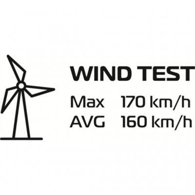 Teltet er testet for å tåle vind på opptil 170 km/t.