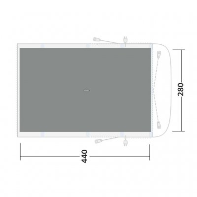 Teltmatten dekker hele fellesrommet til Outwell Wolfburg 450A-teltet