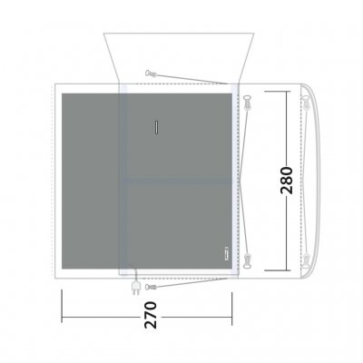 Teltteppet dekker hele oppholdsrommet i familieteltet Jonesville 290SA