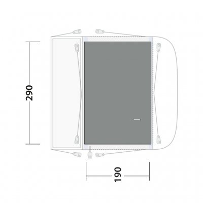 Teltmatten dekker hele fellesrommet til teltet Outwell Parkville 200SA