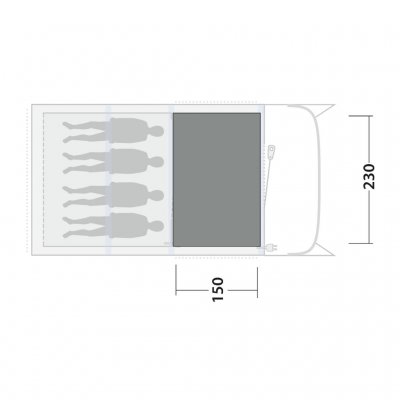 Teltmatten dekker hele oppholdsrommet i familieteltet Outwell Monterey 4.
