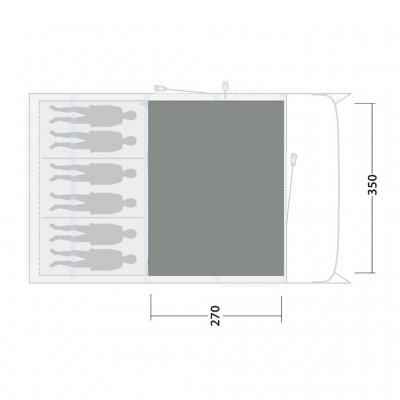 Teltmatten dekker hele stuen til Outwell Lowa / Boston 5 Air familieteltet