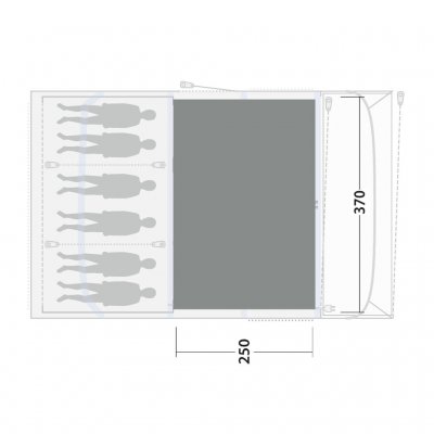 Teltmatten dekker hele stuen til Outwell Florida / Alabama 6 Air familieteltet