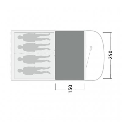Tältmattan täcker hela allrummet för familjetältet Outwell Sky 4