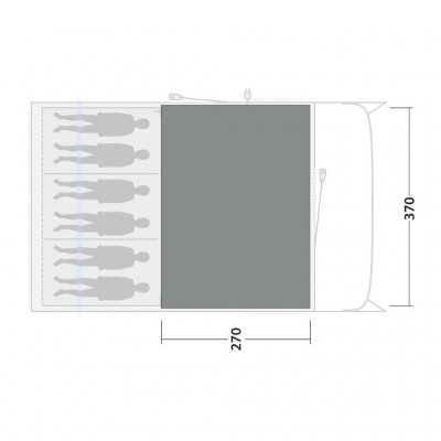 Tältmattan täcker hela allrummet för familjetältet Outwell Denver 6