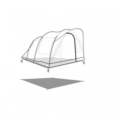 Golvskyddet läggs under tältet vid montering.