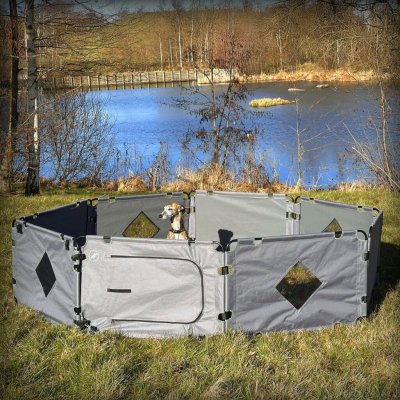 Hundegård for camping med telt, campingvogn eller bobil.