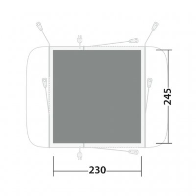 Teltmatten dekker hele fellesrommet til teltet Outwell Armona