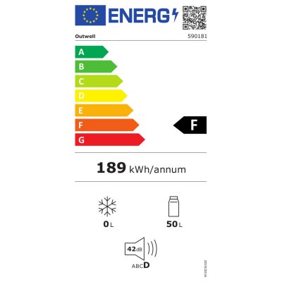 Energimärkning Outwell Deep Chill 50 kompressordriven kylbox.