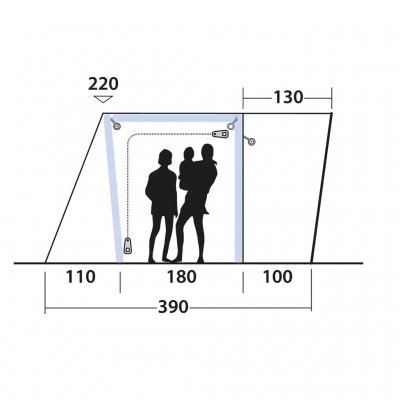 Målskisse av Outwell Jonesville 290SA biltelt.