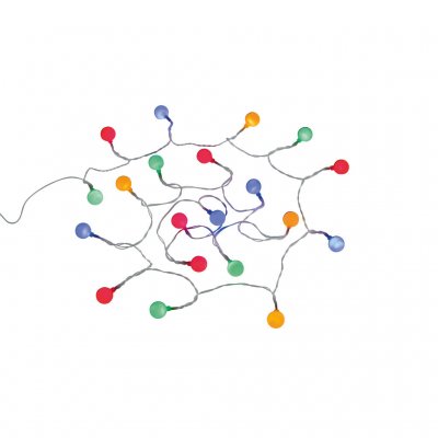 20 st LED-lampor med ljusstyrka på 50 Lumen som drivs med antingen USB eller 3 x AA-Batterier. Ljusslingan är 285 cm lång